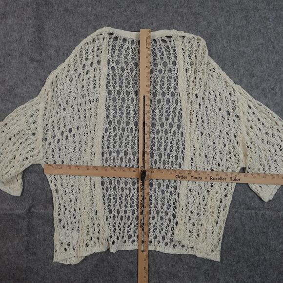 Velvet Graham Spencer Top Womens P Small Crochet Open Linen Dolman Sleeve Beachy - Picture 6 of 9